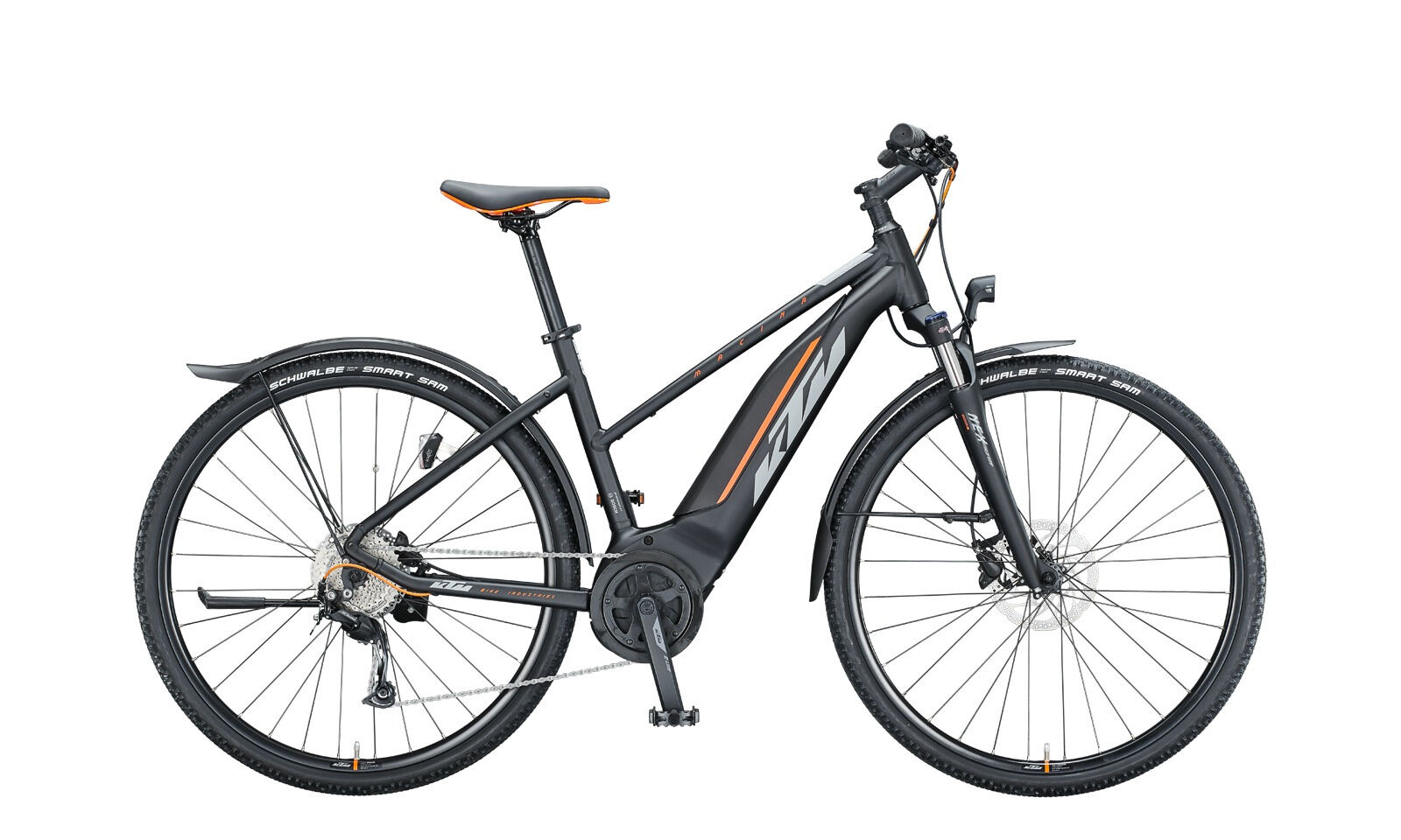 KTM  MACINA CROSS P510 Street  Black Matt ( Grey Orange )   2021 28" 500 Wh Trapez