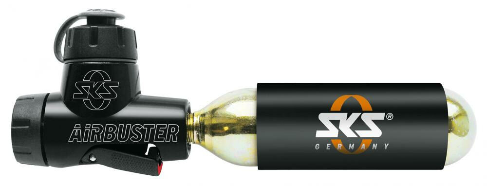 SKS Airbuster CO2-Kartuschenpumpe mit Aluminiumgehäuse, Druckdosierventil, Kälte