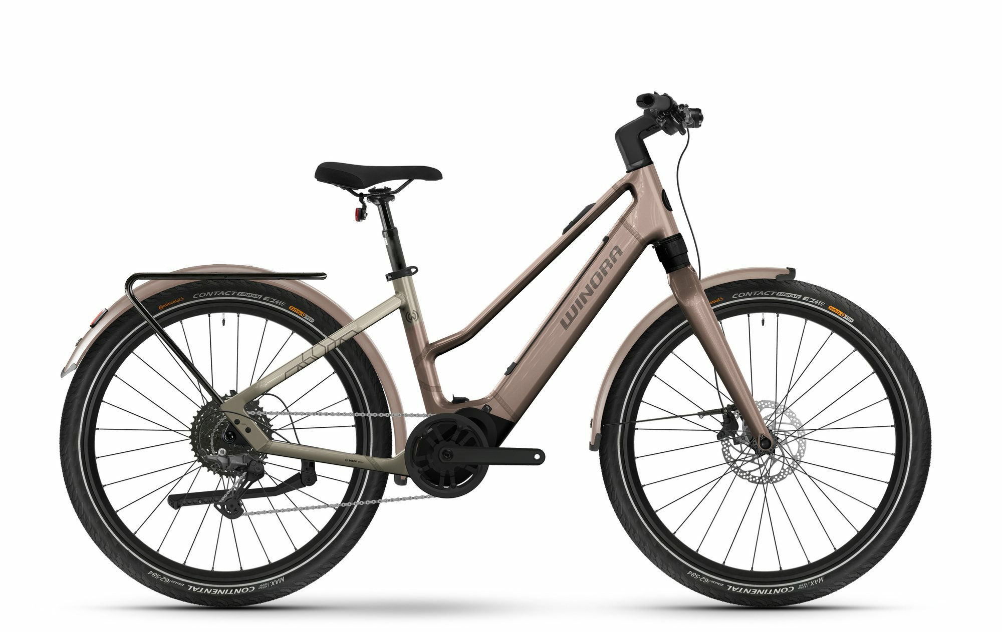 Winora iRIDE PURE X10 macadamia mist/suntan glänzend 27;5" 400 Wh Trapez L