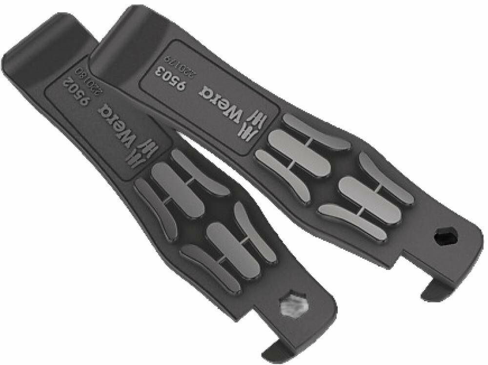 Wera Bicycle Set 13, Reifenheber-Set 2-tlg, mit Bitaufnahme, Ventilausdreher, glasfaserverstärkt, ideal für Fahrradreifen, Felgenschonend, robust