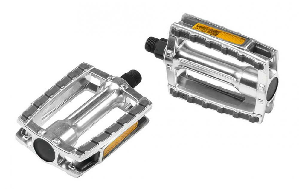 Ergotec Alu-Pedal 658 XXL silbergrau 9/16 Zoll mit Reflektoren