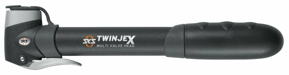 SKS Minipumpe Twinjex - kompakte Doppelhubpumpe für schnelle Reifenfüllung - für Presta-, Dunlop- und Schrader-Ventile  ergonomischer Griff