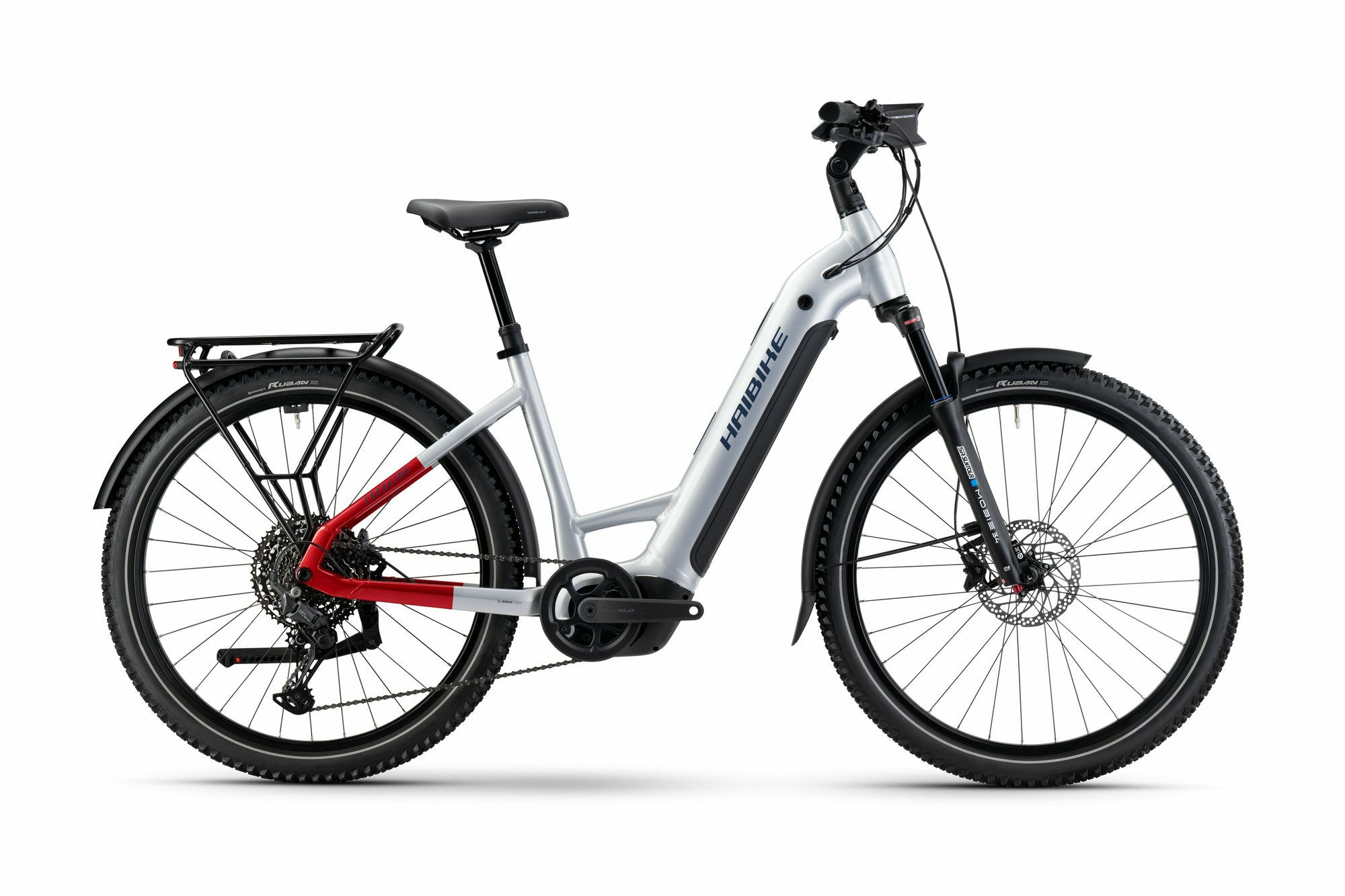 Haibike TREKKING 7 soft grey/red/blue glänzend 27;5" 800 Wh Wave L
