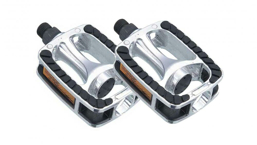 Marwi SP-811 Aluminium Trekking-Pedale (398 g/Paar) - Anti-Rutsch TPE, Alu-Körper, Boron-Stahlachse, StVZO-Reflektoren