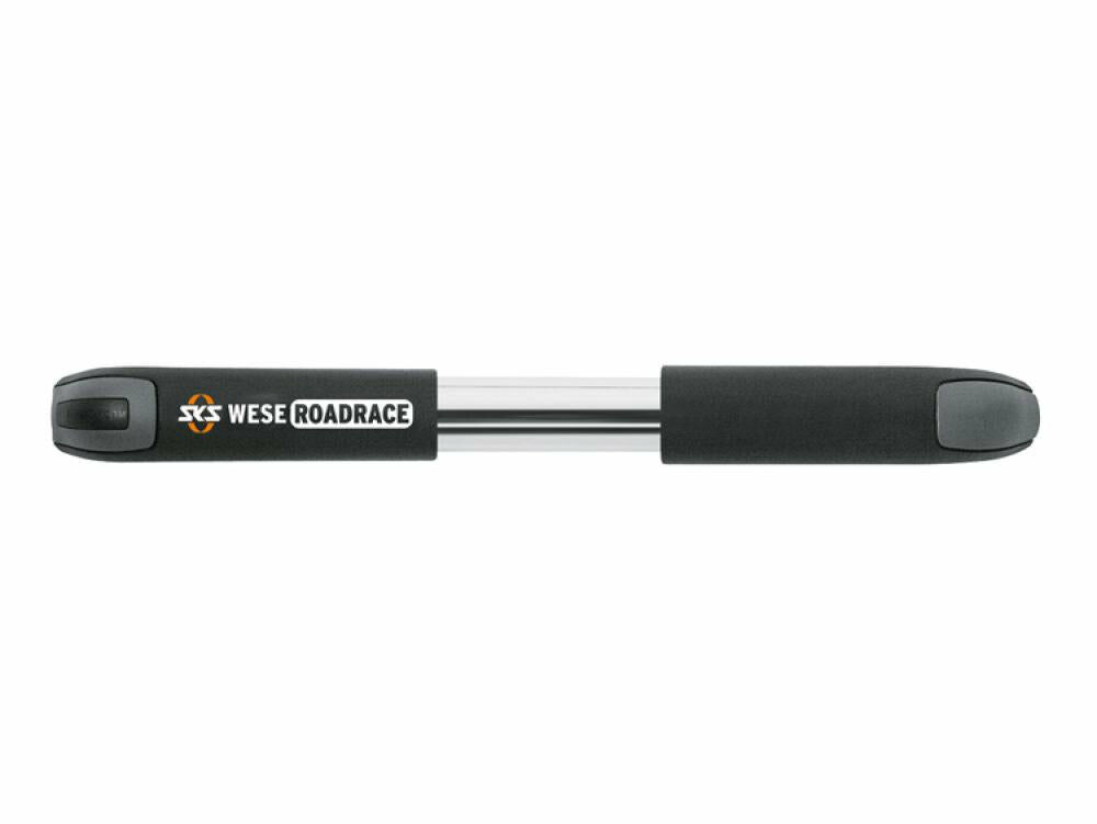 SKS Raceday Minipumpe für Rennräder, silber/schwarz, 10 bar Druck, 262 mm Länge, 101 g Gewicht, für SV-Ventile, inkl. Halterung