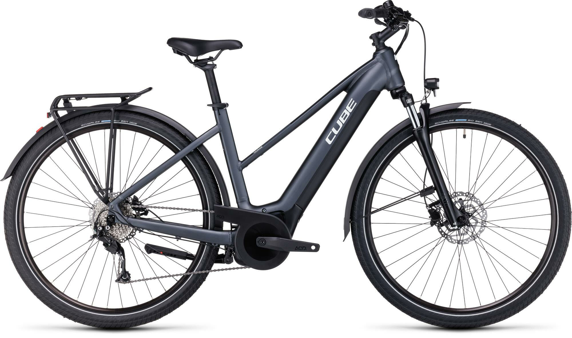 Cube Touring Hybrid ONE 625 grey ́n ́white 28"; 625 Wh Trapez 46 cm