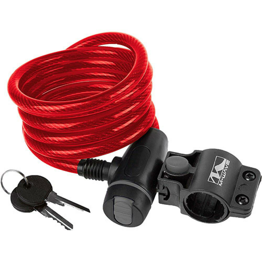 Messingschlager Spiralkabelschloss CLIP-ON-Halter rot