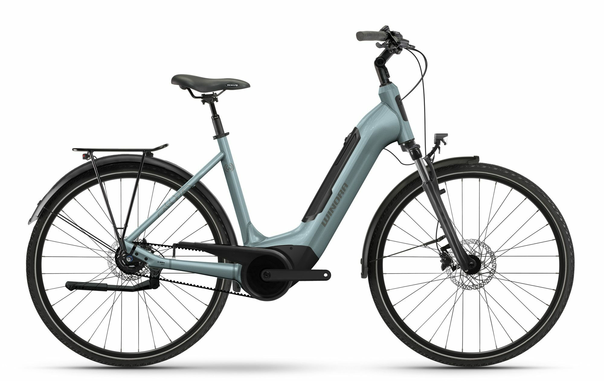 Winora Tria R8 Frosty Blue Glänzend - 500 Wh - 28 Zoll - Wave