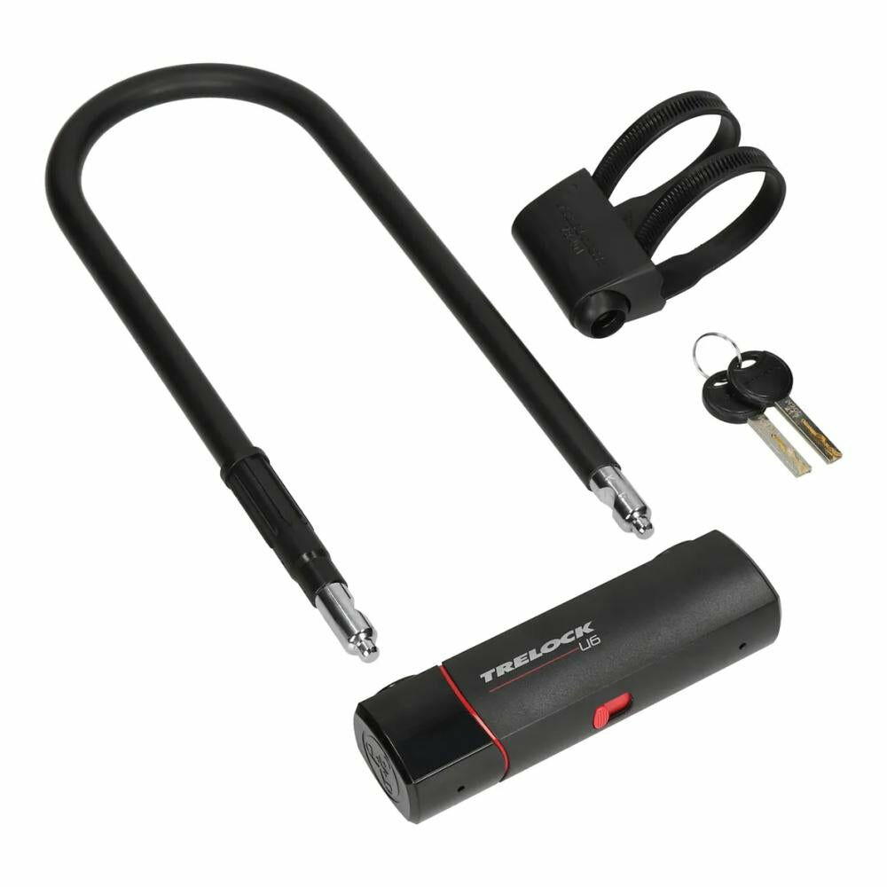Trelock Bügelschloss U6 L 108×300 mm - schwarz, Bügeldurchmesser 16 mm, mit Halt...