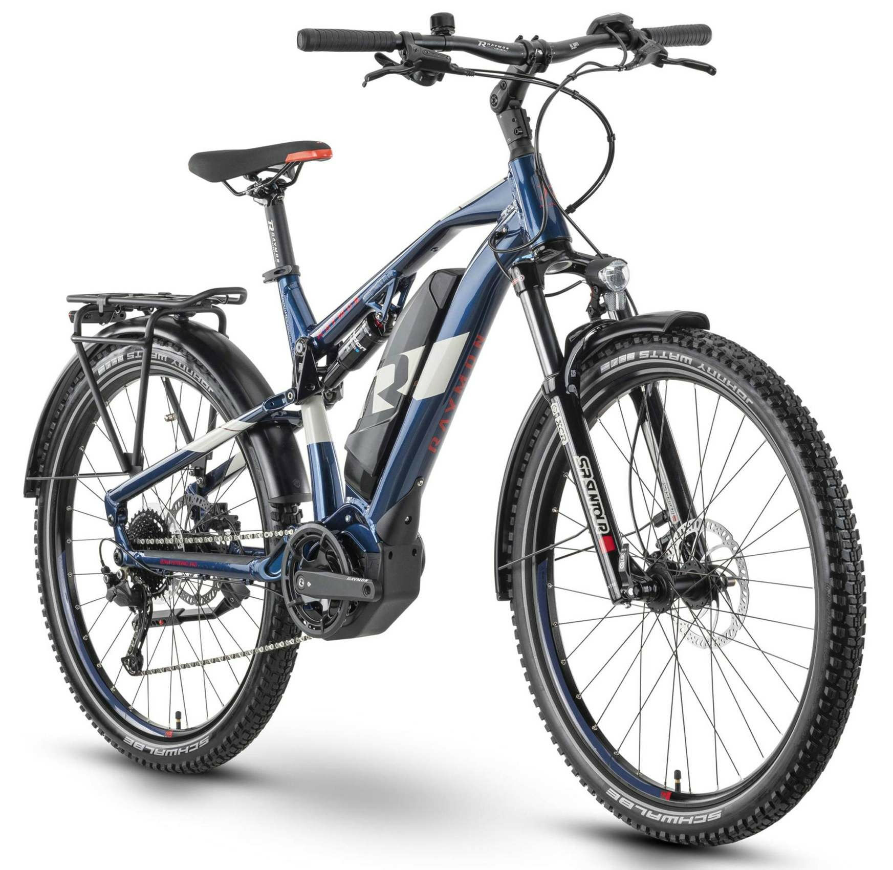 Raymon CrossRay FS E 4.0 dark blue/light grey/red 27,5" 500 Wh Diamant