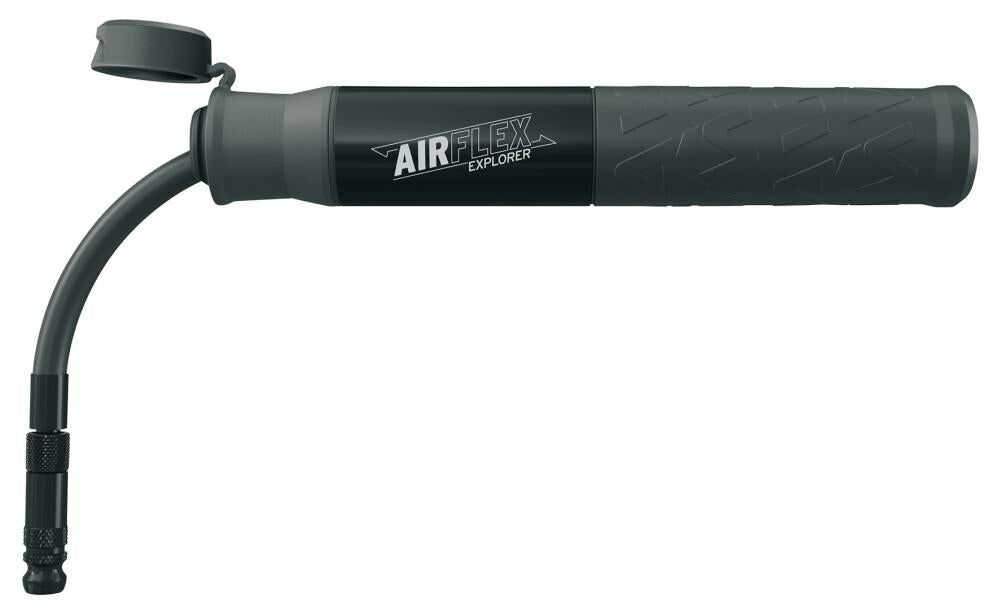 SKS Minipumpe Airflex Explorer 205 mm schwarz  Flexibler Schlauch für SV/AV-Ventile, max. 5 bar, leicht mit 132 g, ideal für MTB-Reifen unterwegs