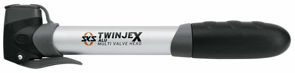 SKS Twinjex Alu Base-Line Fahrradpumpe - 10 bar, Multi Valve für alle Ventilarten, ergonomischer Griff, leichtes Aluminium, 252 mm Länge, ideal für unterwegs