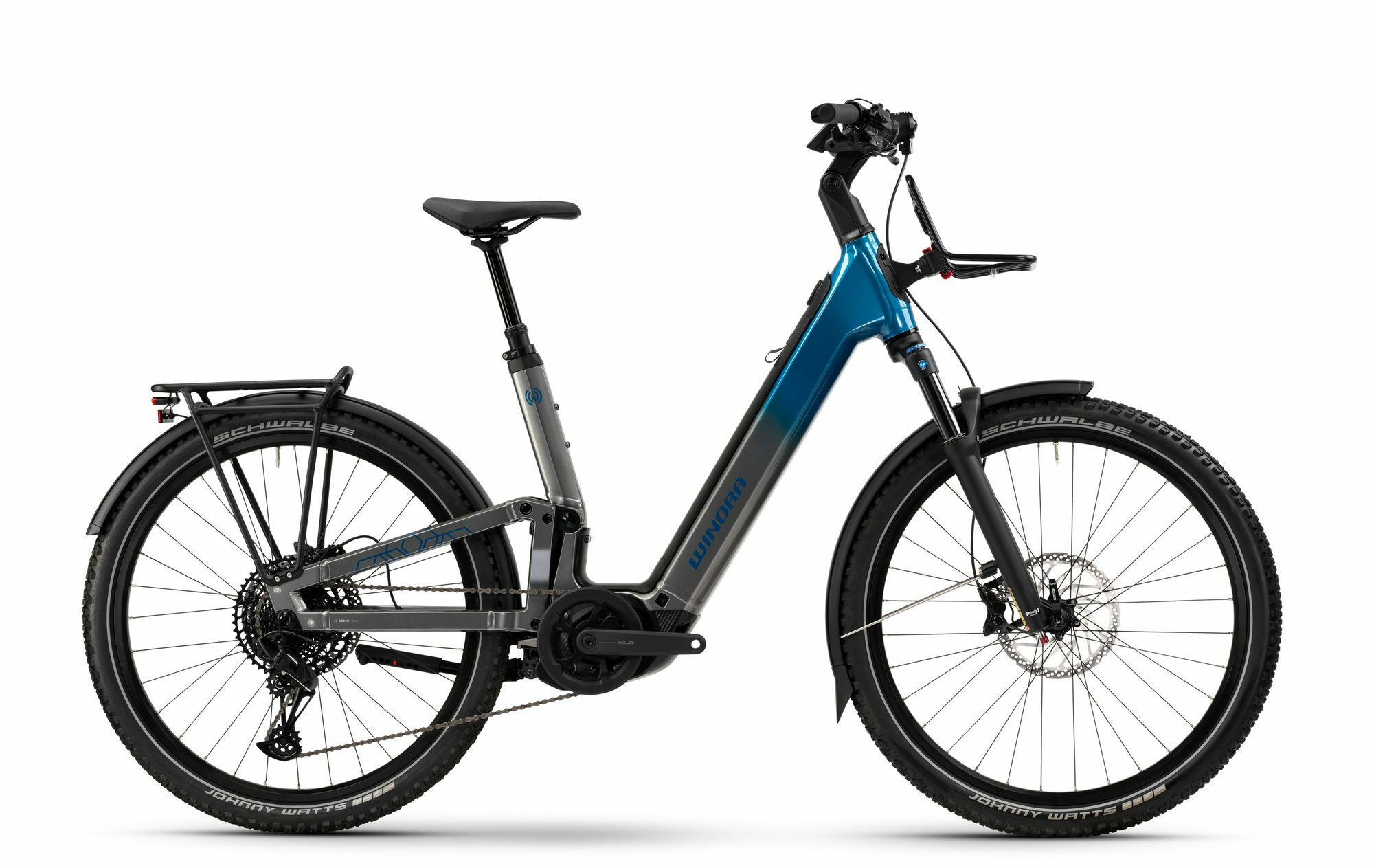 Winora SINUS FS X12 platinum/blue glänzend 27;5" 800 Wh Wave M